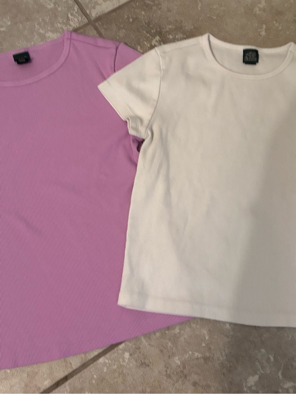 Wild Fable Ribbed Tee Bundle XS White Lavender Baby Tee Y2K Basic Top